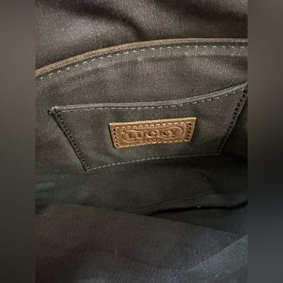 Vintage Lucky Brand Brown Leather Clutch Bag, Y2K Clutch - Picture 10 of 12